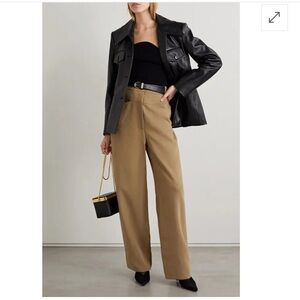 KHAITE Tan Wide-Leg Trousers Size 8